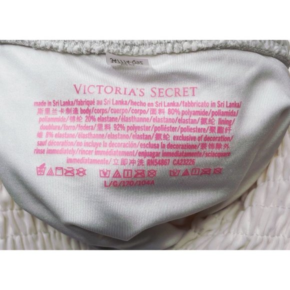 NWT Victoria’s Secret Ensenada Smocked Lace Up One Piece White Swimsuit Large - Picture 7 of 7